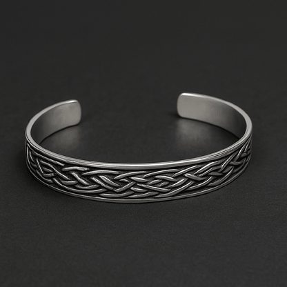 FENRIR TWIST - Pure Stainless Steel Open Bangle Bracelet (Adjustable) for Men & Boys - THE MEN THING