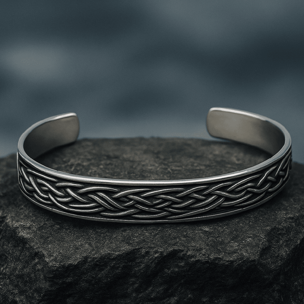 FENRIR TWIST - Pure Stainless Steel Open Bangle Bracelet (Adjustable) for Men & Boys - THE MEN THING