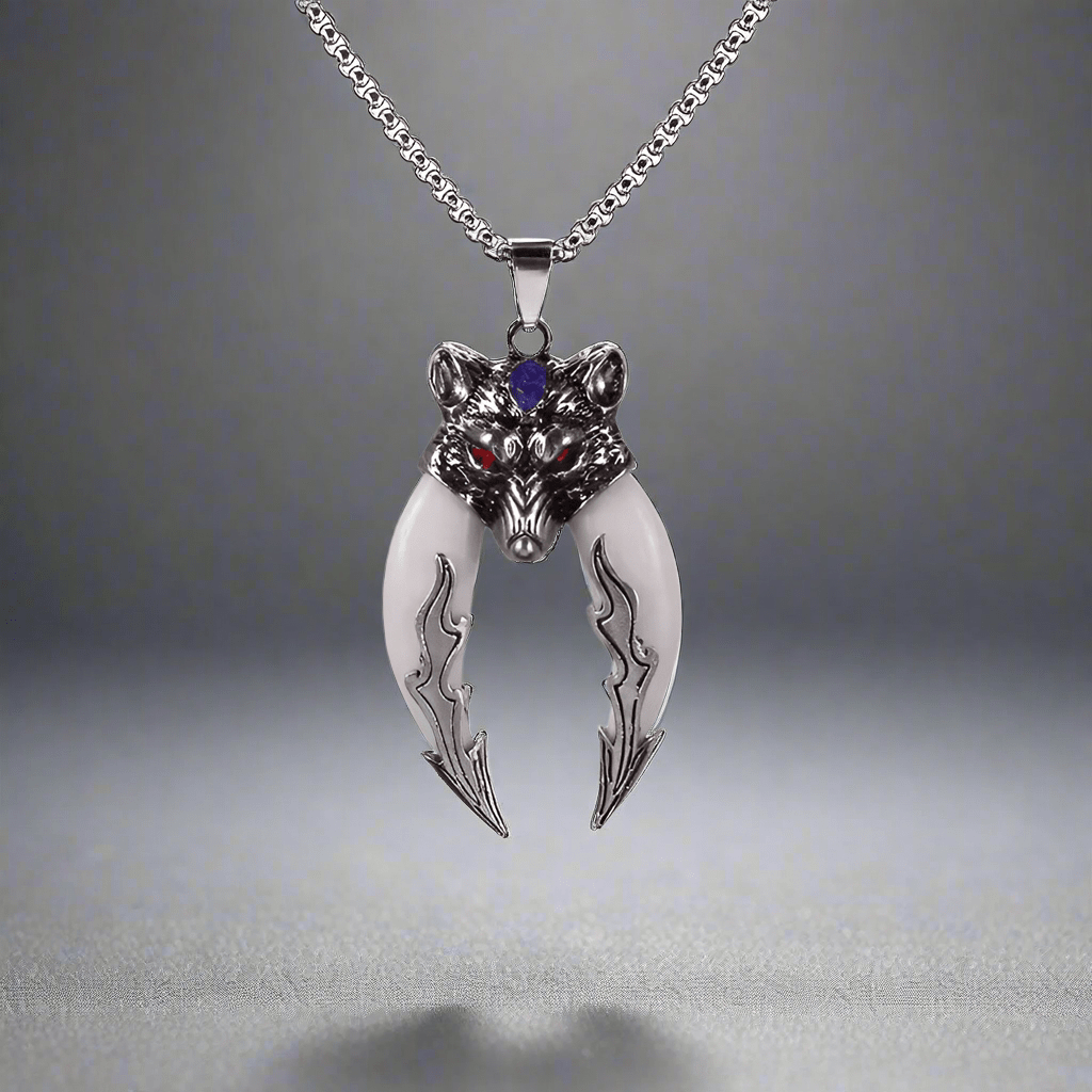 FENRIR WHITE - Pure Titanium Steel Pendant with 24inch Round Box Chain for Men & Boys - THE MEN THING