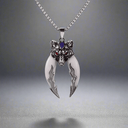 FENRIR WHITE - Pure Titanium Steel Pendant with 24inch Round Box Chain for Men & Boys - THE MEN THING
