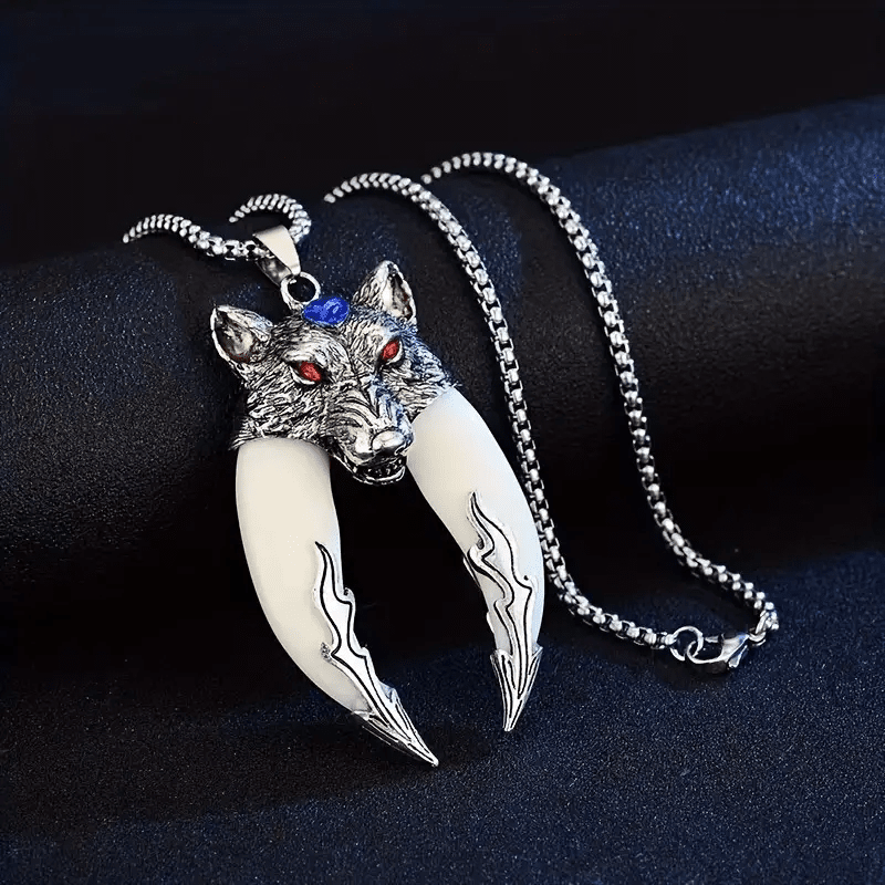 FENRIR WHITE - Pure Titanium Steel Pendant with 24inch Round Box Chain for Men & Boys - THE MEN THING