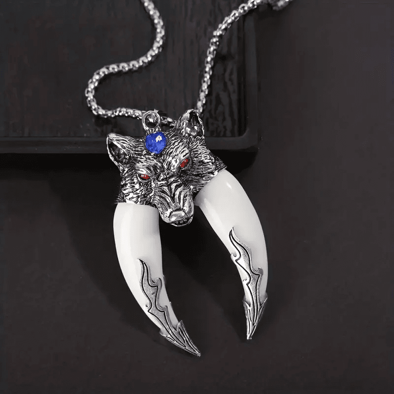 FENRIR WHITE - Pure Titanium Steel Pendant with 24inch Round Box Chain for Men & Boys - THE MEN THING