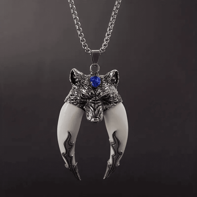 FENRIR WHITE - Pure Titanium Steel Pendant with 24inch Round Box Chain for Men & Boys - THE MEN THING