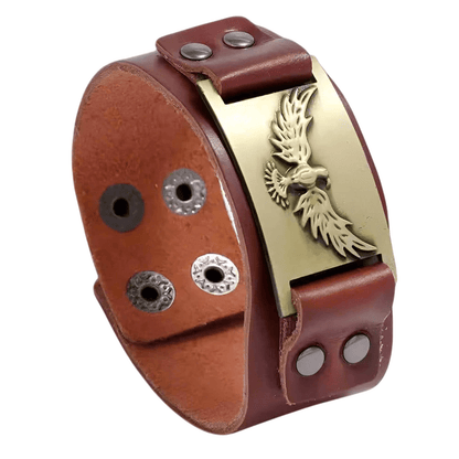 FIRESTORM PHOENIX BAND - Bronze Genuine Braided Leather Bracelet Set for Men & Boys (8 inch) - THE MEN THING