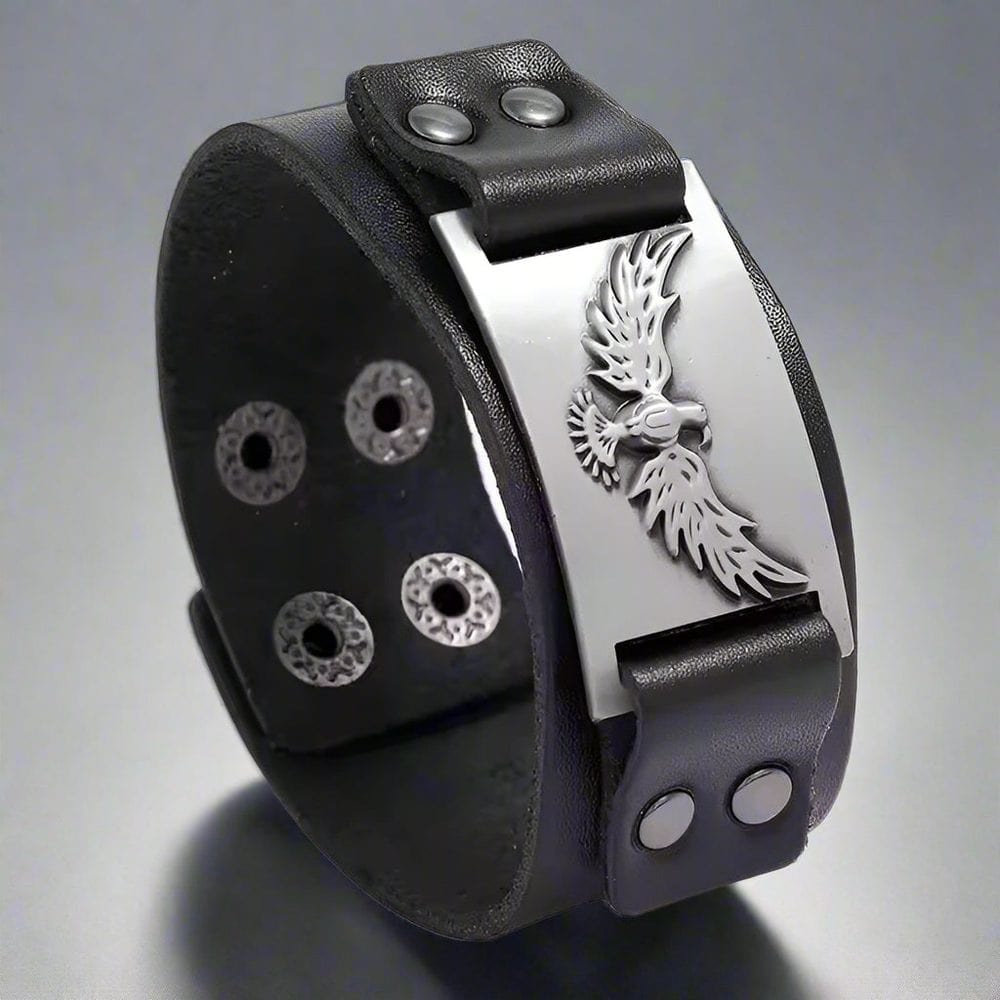 FIRESTORM PHOENIX BAND - Silver Genuine Braided Leather Bracelet Set for Men & Boys (8 inch) - THE MEN THING