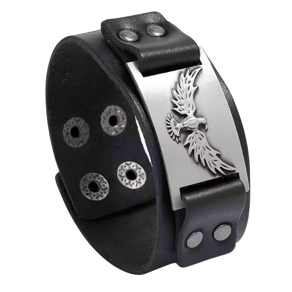 FIRESTORM PHOENIX BAND - Silver Genuine Braided Leather Bracelet Set for Men & Boys (8 inch) - THE MEN THING