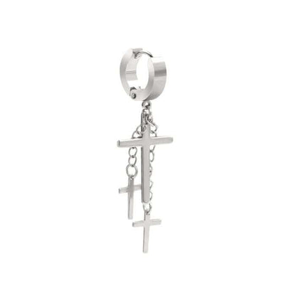 FLARE CROSS SILVER - Titanium Steel Stud Earrings for Men & Boys (2 Pcs) — Nose & Ear Ring for Men | THE MEN THING