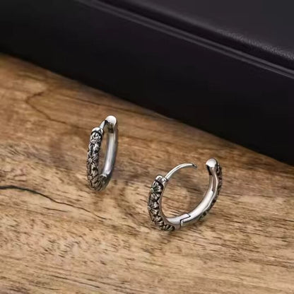 FLEUR BLOSSOM - 10mm Pure Titanium Steel Hoop Earrings for Men & Boys (2pcs) - THE MEN THING