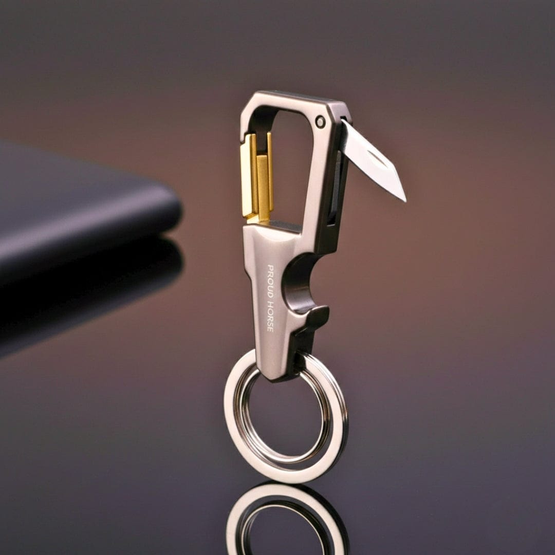 FLEXHOOK - GREY - Stainless Steel Keychain for Men & Boy - THE MEN THING