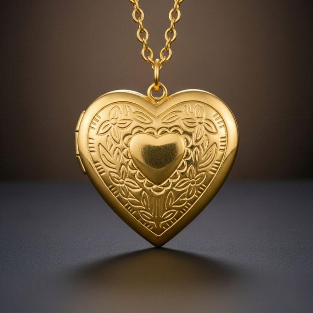 FOREVER HEART - Golden - Pure Titanium Steel Bar Pendant with 24inch Cuban Chain for Men & Boys - THE MEN THING