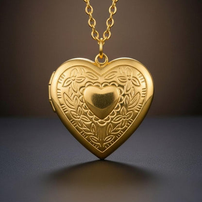 FOREVER HEART - Golden - Pure Titanium Steel Bar Pendant with 24inch Cuban Chain for Men & Boys - THE MEN THING