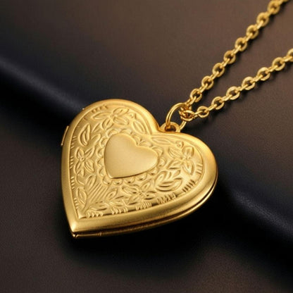 FOREVER HEART - Golden - Pure Titanium Steel Bar Pendant with 24inch Cuban Chain for Men & Boys - THE MEN THING