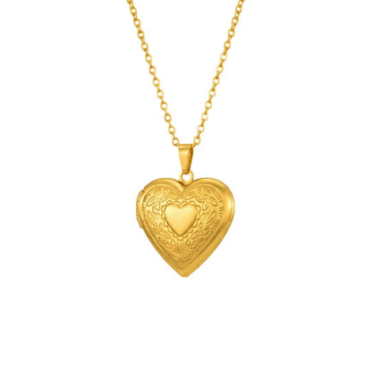 FOREVER HEART - Golden - Pure Titanium Steel Bar Pendant with 24inch Cuban Chain for Men & Boys - THE MEN THING
