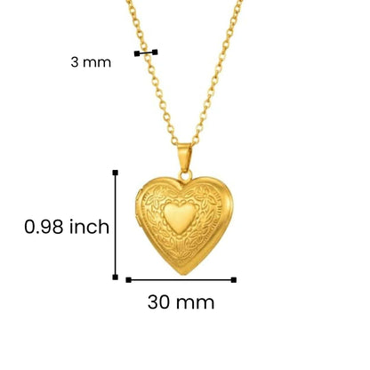 FOREVER HEART - Golden - Pure Titanium Steel Bar Pendant with 24inch Cuban Chain for Men & Boys - THE MEN THING