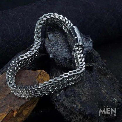 FOXTAIL - 12.5mm Pure Titanium Steel Thick Bracelet, European Style - Antique Ion Plating with Lobster Claw Buckle for Men & Boys (9 inch) — Steel Bracelets for Men | THE MEN THING