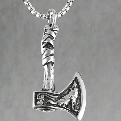 FOXY AXE -  Alloy Pendant with Stainless Steel 24inch Round Box Chain, American trending Style for Men & Boy - THE MEN THING