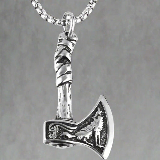 FOXY AXE -  Alloy Pendant with Stainless Steel 24inch Round Box Chain, American trending Style for Men & Boy - THE MEN THING