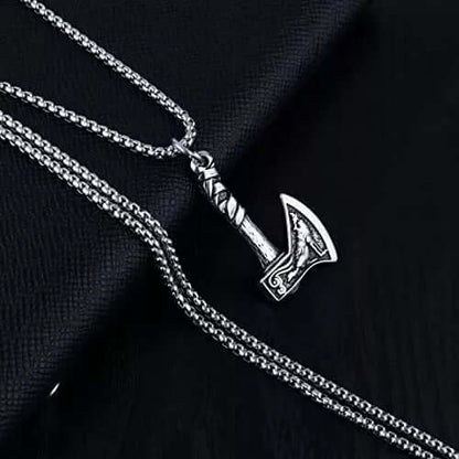 FOXY AXE -  Alloy Pendant with Stainless Steel 24inch Round Box Chain, American trending Style for Men & Boy - THE MEN THING