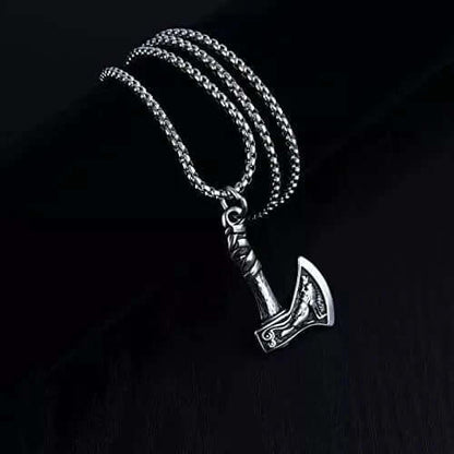 FOXY AXE -  Alloy Pendant with Stainless Steel 24inch Round Box Chain, American trending Style for Men & Boy - THE MEN THING