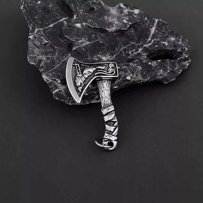 FOXY AXE -  Alloy Pendant with Stainless Steel 24inch Round Box Chain, American trending Style for Men & Boy - THE MEN THING