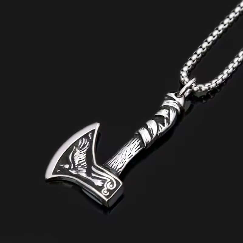 FOXY AXE  (T) - Pure Titanium Steel Pendant with Stainless Steel 24inch Round Box Chain, European trending Style for Men & Boy - THE MEN THING
