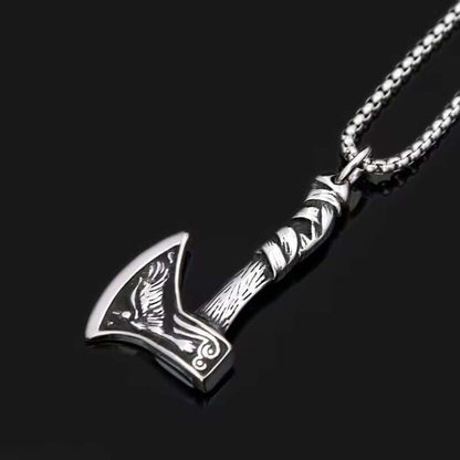 FOXY AXE  (T) - Pure Titanium Steel Pendant with Stainless Steel 24inch Round Box Chain, European trending Style for Men & Boy - THE MEN THING
