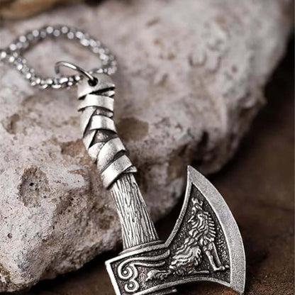 FOXY AXE  (T) - Pure Titanium Steel Pendant with Stainless Steel 24inch Round Box Chain, European trending Style for Men & Boy - THE MEN THING