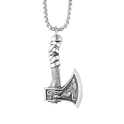 FOXY AXE  (T) - Pure Titanium Steel Pendant with Stainless Steel 24inch Round Box Chain, European trending Style for Men & Boy - THE MEN THING