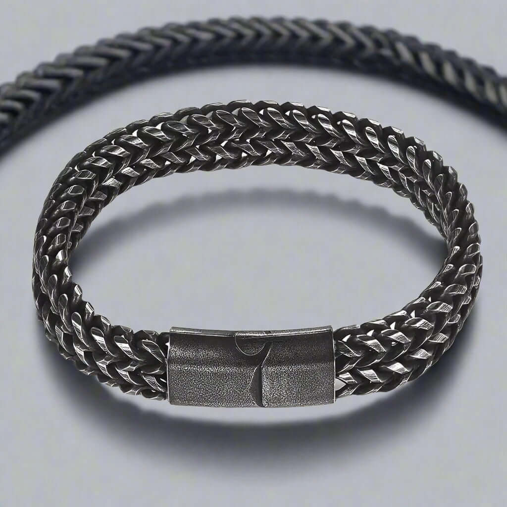 FRANCO DIVIDE LINK - 12mm Pure Stainless Steel Bracelet, Biker Punk Style Bracelet for Men & Boy (8 inch) - THE MEN THING