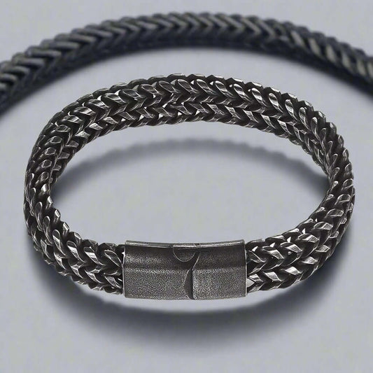FRANCO DIVIDE LINK - 12mm Pure Stainless Steel Bracelet, Biker Punk Style Bracelet for Men & Boy (8 inch) - THE MEN THING