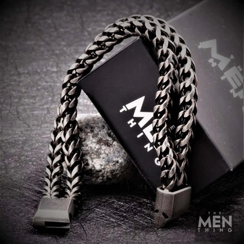FRANCO DIVIDE LINK - 12mm Pure Stainless Steel Bracelet, Biker Punk Style Bracelet for Men & Boy (8 inch) - THE MEN THING