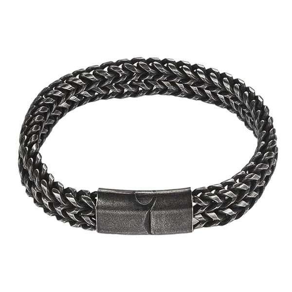 FRANCO DIVIDE LINK - 12mm Pure Stainless Steel Bracelet, Biker Punk Style Bracelet for Men & Boy (8 inch)