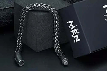 FRANCO LINK DUSKY -  6mm Pure Stainless Steel Bracelet, American trending - Black Color Biker Punk Style Bracelet for Men & Boys (8 inch) - THE MEN THING