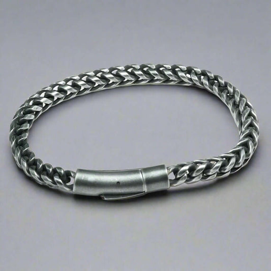 FRANCO SINGEL LINK -  6mm Pure Stainless Steel Bracelet, 8 inch American trending Biker Punk Style for Men & Boys - THE MEN THING