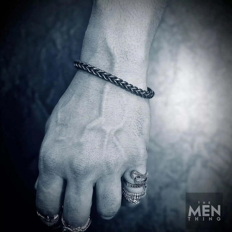 FRANCO SINGEL LINK -  6mm Pure Stainless Steel Bracelet, 8 inch American trending Biker Punk Style for Men & Boys - THE MEN THING