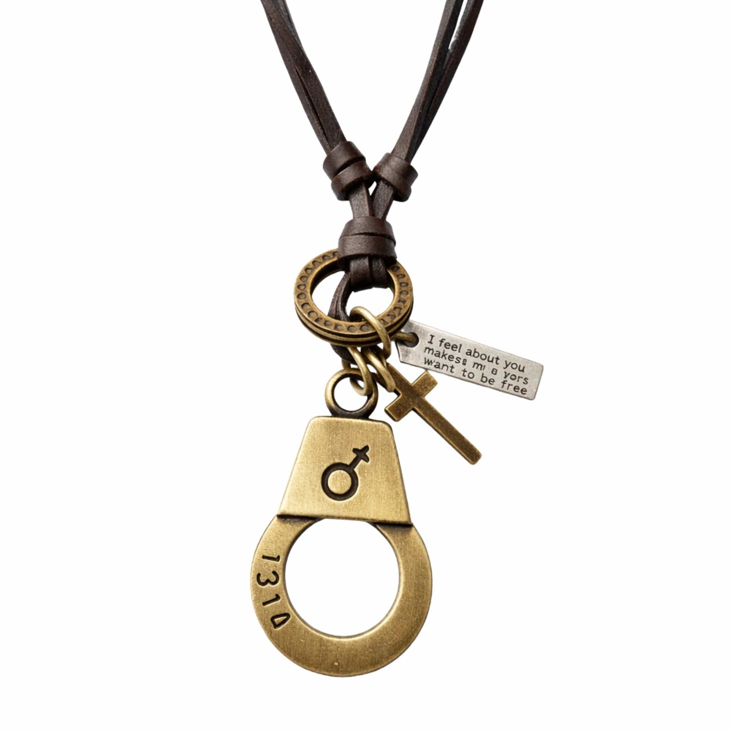 FREEDOM CUFF - Titanium Steel Pendant with Adjustable Leather Rope for Men & Boys - THE MEN THING