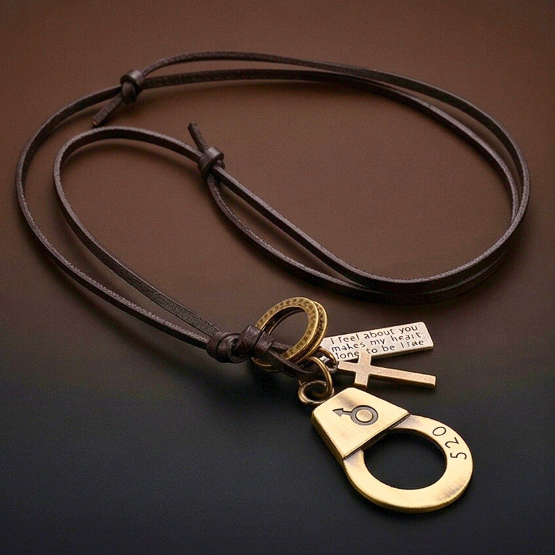 FREEDOM CUFF - Titanium Steel Pendant with Adjustable Leather Rope for Men & Boys - THE MEN THING
