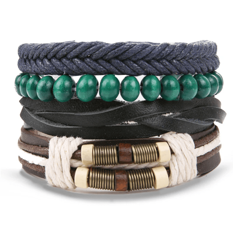 FROSTBORN CUFF - 3 Pcs Genuine Braided Leather Bracelet Set for Men & Boys (8 inch) - THE MEN THING