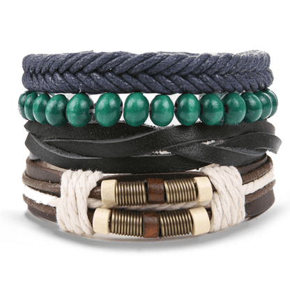 FROSTBORN CUFF - 3 Pcs Genuine Braided Leather Bracelet Set for Men & Boys (8 inch) - THE MEN THING