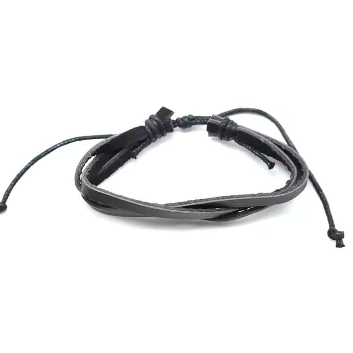 FROSTBORN CUFF - 3 Pcs Genuine Braided Leather Bracelet Set for Men & Boys (8 inch) - THE MEN THING