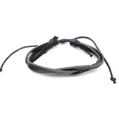 FROSTBORN CUFF - 3 Pcs Genuine Braided Leather Bracelet Set for Men & Boys (8 inch) - THE MEN THING