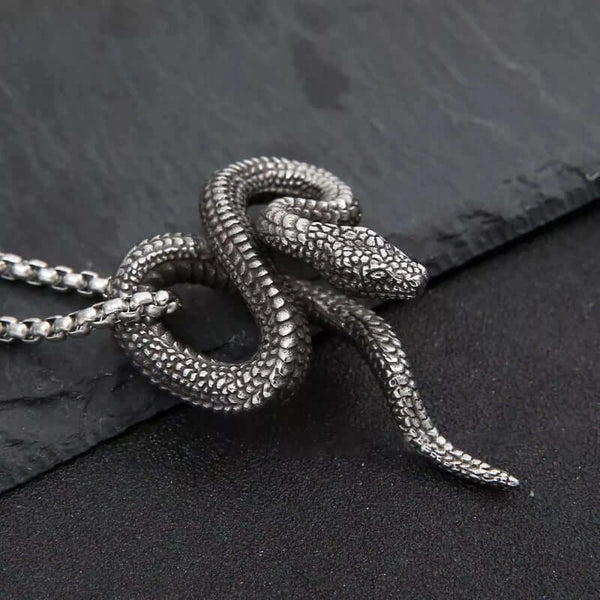 FURIOUS INFINITY SNAKE (T) - Pure Titanium Steel Pendant with Stainless Steel 24inch Round Box Chain, European trending Style for Men & Boy
