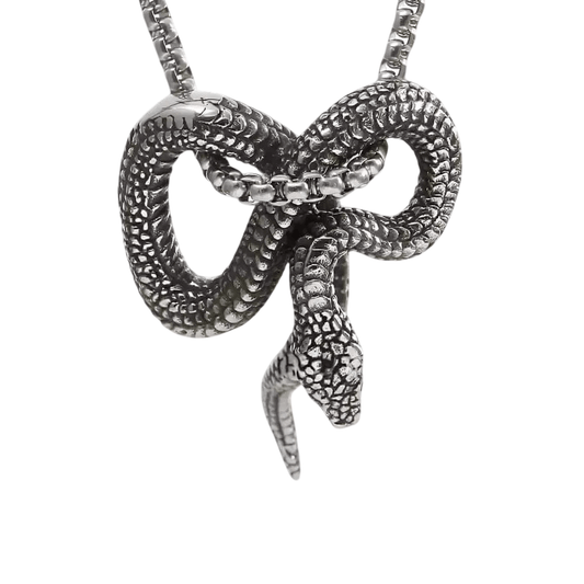 FURIOUS INFINITY SNAKE (T) - Pure Titanium Steel Pendant with Stainless Steel 24inch Round Box Chain, European trending Style for Men & Boy — SS Pendant/ Necklace for Men | THE MEN THING
