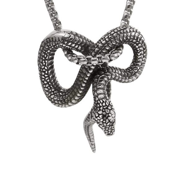 FURIOUS INFINITY SNAKE (T) - Pure Titanium Steel Pendant with Stainless Steel 24inch Round Box Chain, European trending Style for Men & Boy
