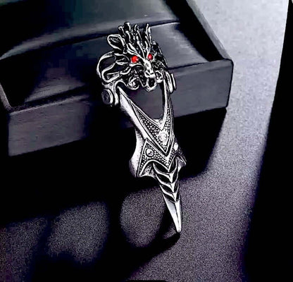 FURIOUS-REDEYE - Gothic Wolf Knuckle Joint Full Finger Ring for Men & Boys - THE MEN THING