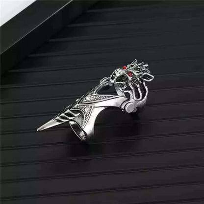 FURIOUS-REDEYE - Gothic Wolf Knuckle Joint Full Finger Ring for Men & Boys - THE MEN THING