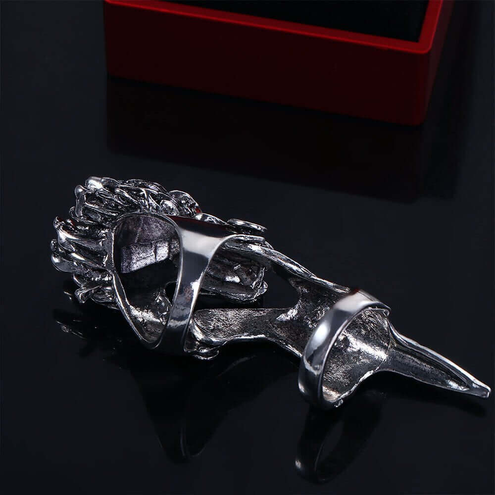 FURIOUS-REDEYE - Gothic Wolf Knuckle Joint Full Finger Ring for Men & Boys - THE MEN THING