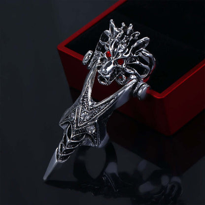 FURIOUS-REDEYE - Gothic Wolf Knuckle Joint Full Finger Ring for Men & Boys - THE MEN THING