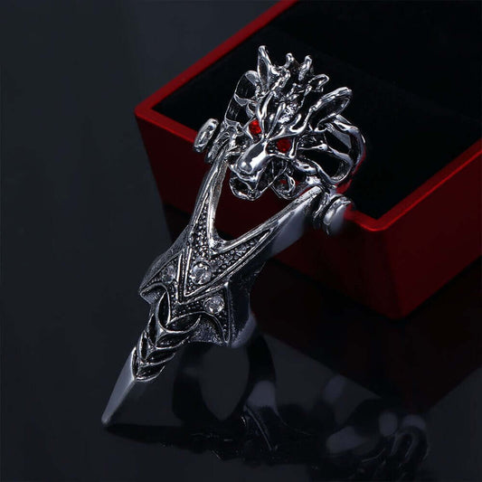 FURIOUS-REDEYE - Gothic Wolf Knuckle Joint Full Finger Ring for Men & Boys - THE MEN THING