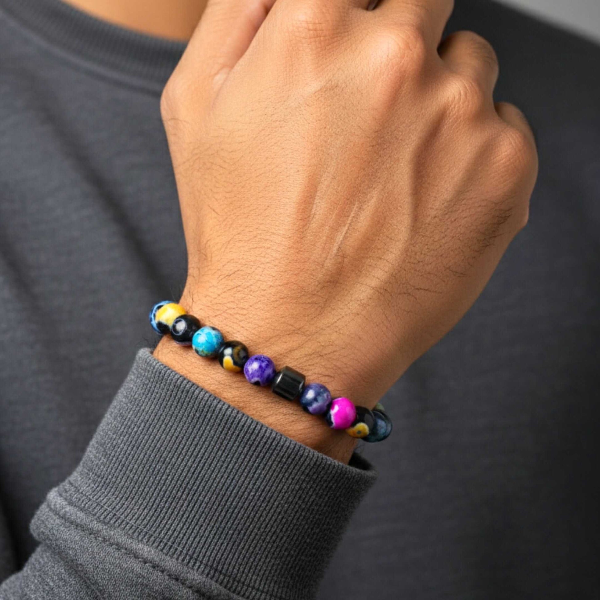 GALAXY AURA - 10mm Beads Bracelet with Natural Stone - Adjustable Bracelet - THE MEN THING